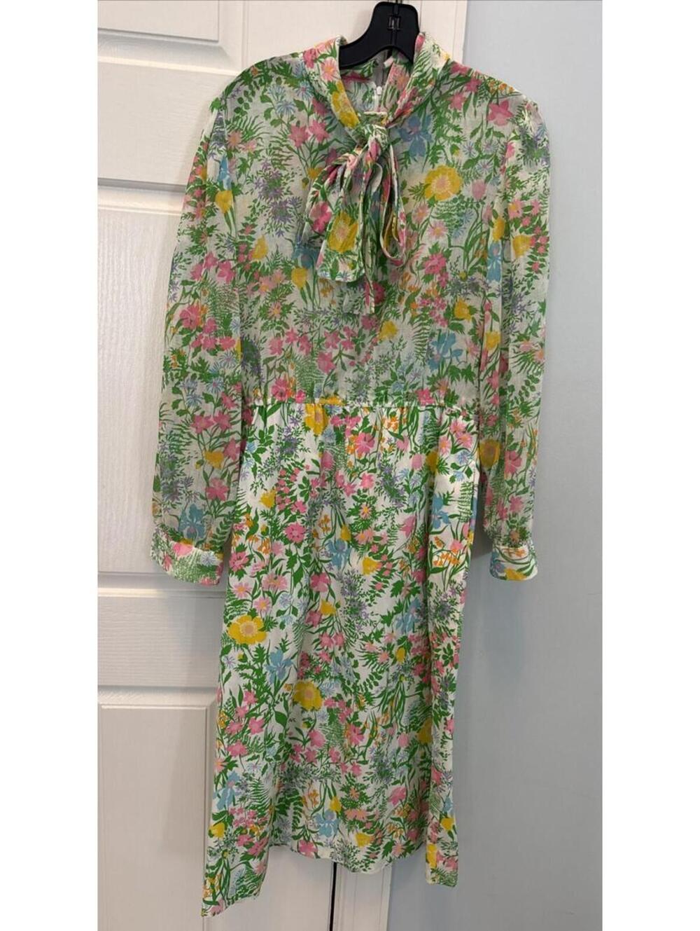 VTG 1970s Jamison Boutique Floral Cotton  Shirt Dress Size 14